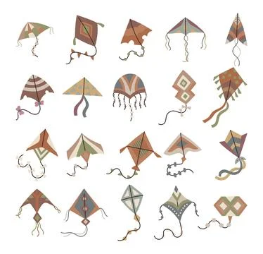 Kite set in scandinavian style including various Stock Illustration