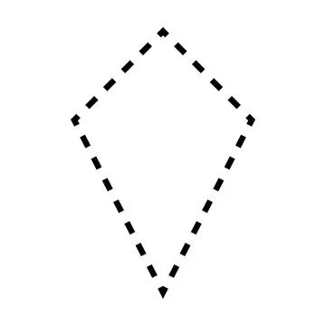 Kite shape dashed symbol vector icon for creative graphic design ui element Stock Illustration