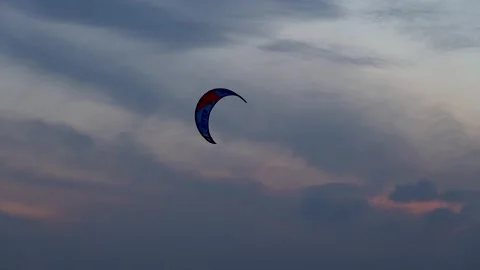 Kite for skateboarding in Sunset Stock Footage 140369591