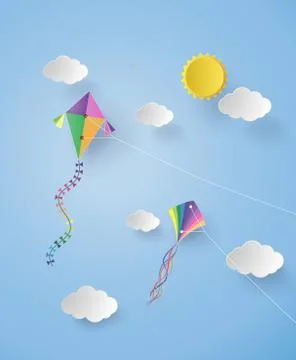 Kite on sky. Stock Illustration