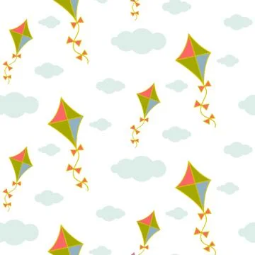 Kite in sky seamless vector pattern 스톡 일러스트