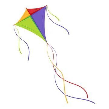 The kite soars in the air currents. Children's toy. Vector Stock Illustration