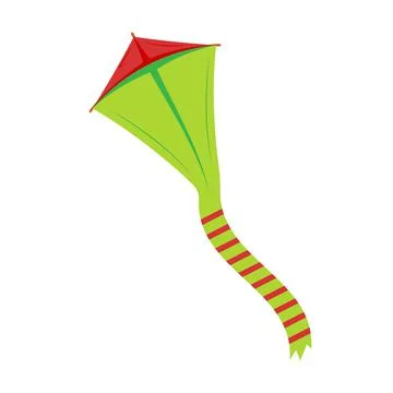 The kite soars in the air currents. Children's toy. Vector Stock Illustration