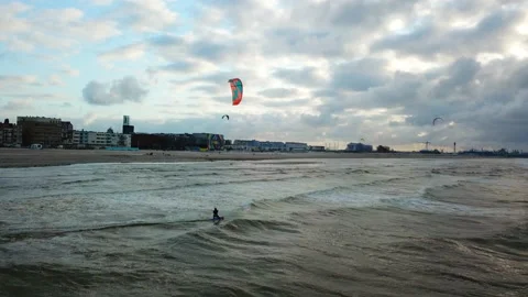 Kite surf in Dunkerque 1 Stock Footage 164649362