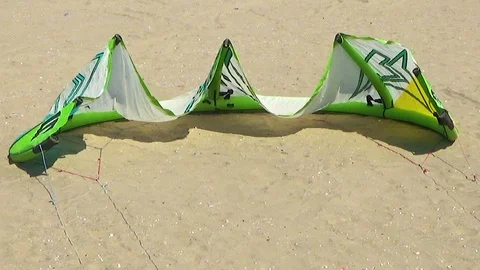 Kite surf inflated ready for use Stock Footage 95009352