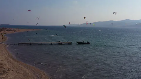 Kite surf in Punda beach in Paros island of Greece Vidéo 162807589