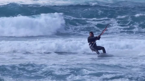 Kite surfer 360 jump_2 Stock Footage 46795805