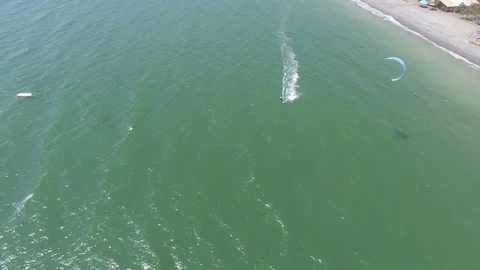 Kite Surfer aerial View Stock Footage 71291946