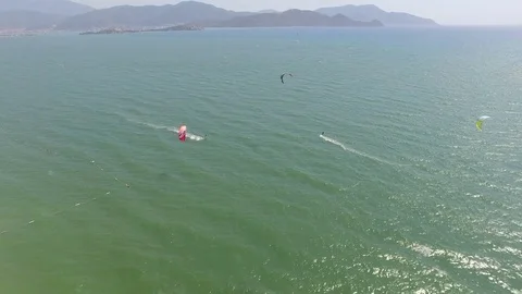 Kite Surfer aerial View Stock Footage 71292752