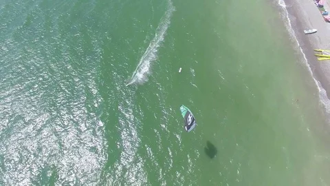 Kite Surfer aerial View Stock Footage 71292847