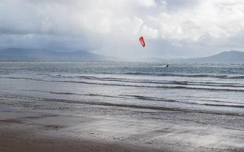 Kite surfer on the Anglesey coast Stock Photos