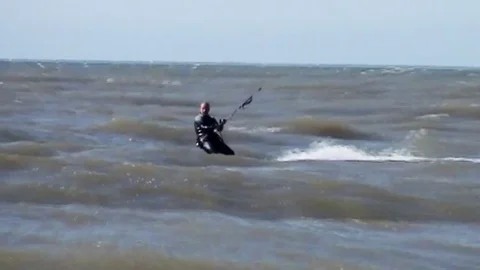 Kite surfer on the beach Stock Footage 85284949