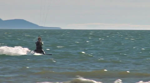 Kite Surfer close 2 Stock Footage 8570796