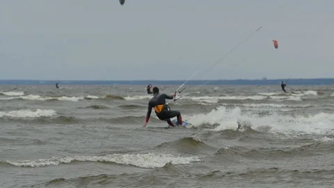 Kite  Surfer cuts the waves Stock Footage 116189361