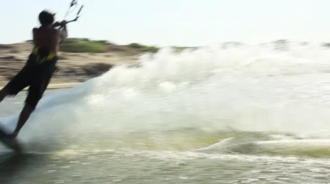 Kite Surfer Does Extreme Trick In Ocean Video stock 49095753