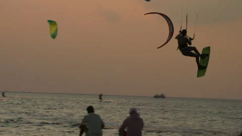 Kite surfer jump Stock Footage 158497626
