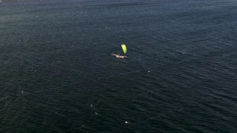 Kite Surfer on Lake Stock Footage 219700329