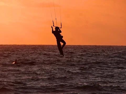 Kite surfer mid air Stock Photos
