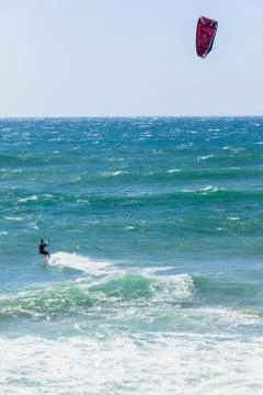 Kite Surfer Ocean Waves Stock Photos