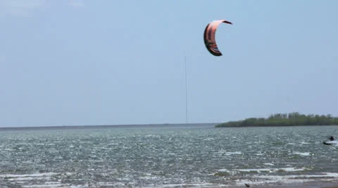 Kite Surfer at Ray Roberts State Park in Texas III Stock Footage 22890225