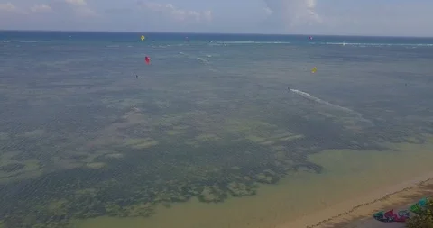 Kite surfer rides the waves Stock Footage 98755717