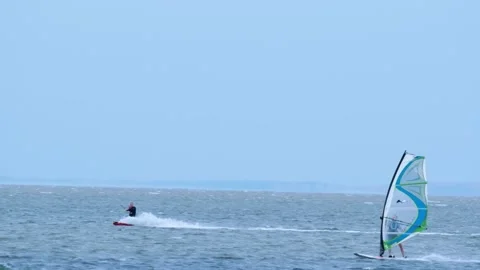 Kite surfer in the sea Stock Footage 140233189