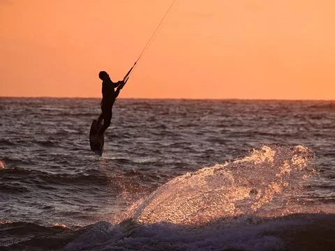 Kite surfer silhouette Stock Photos