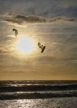 Kite surfer in the sun Stock Photos