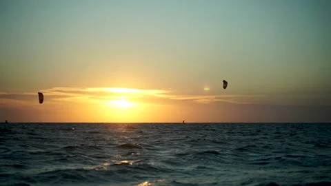 Kite Surfer at Sunset Timelapse Stock Footage 170268768