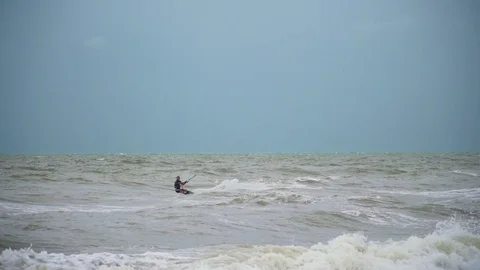 Kite surfer in ultra slow motion does huge jump Stock Footage 83025901
