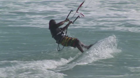 Kite Surfer in Waves Stock Footage 36370500
