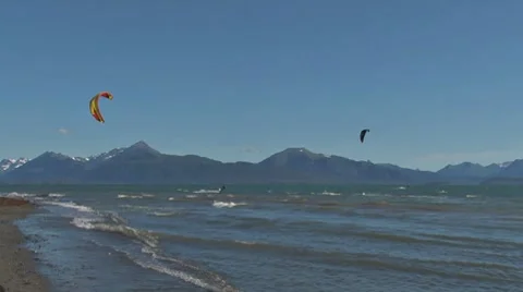 Kite Surfers 1 Stock Footage 8570625