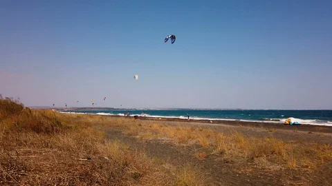 Kite surfers on the beach. Stock Footage 116591130