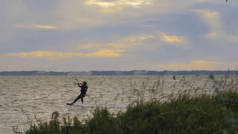 Kite surfer's jump Stock Footage 82953592