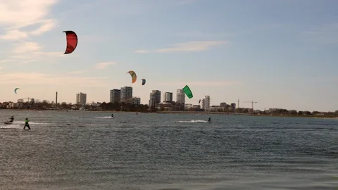 Kite Surfers Performing Stock Footage 107309421