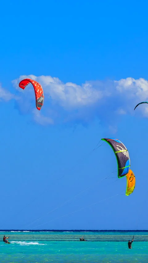 Kite surfing in Egypt Stock Footage 293153012