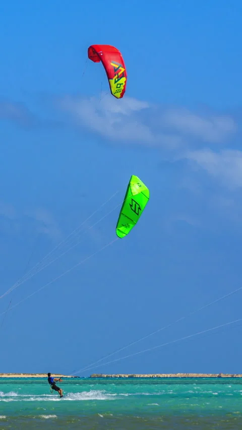 Kite surfing in Egypt Stock Footage 293153057