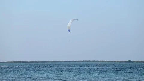 Kite surfing in the ocean Stock Footage 70141849