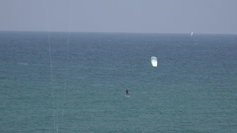 Kite Surfing on the see Stock Footage 100602985