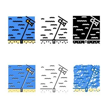 Kite system tidal power multipack color icon vector Stock Illustration