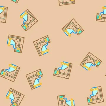 Kite system tidal power vector seamless pattern Stock Illustration