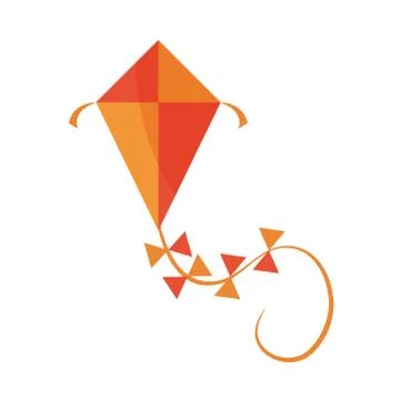 Kite toy wind string flat icon with shadow Stockillustratie