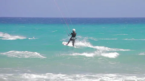 Kite zone. Kiters in action in Costa Calma, Fuerteventura Stock Footage 37795629
