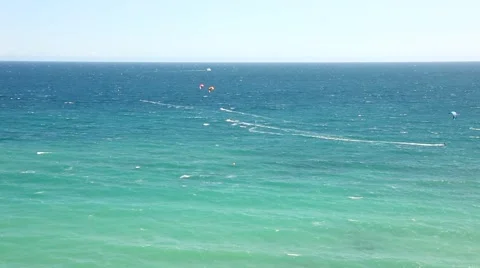 Kite zone. Kiters in action in Costa Blanca, Benidorm. Stock Footage 64732526