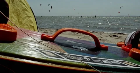 Kiteboard Lying On The Beach 4k Stock-Footage 51096730