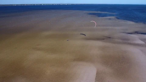 Kiteboarder learning - pulls out of the water Stock Footage 72191316