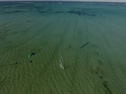 Kiteboarding from the air (drone 4k) Video stock 84528518