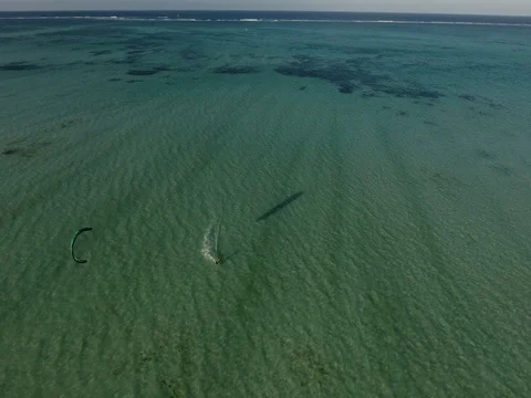 Kiteboarding from the air (drone 4k) Video stock 84529028