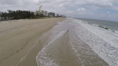Kiteboarding on the coast of Florida Stock Footage 75728680