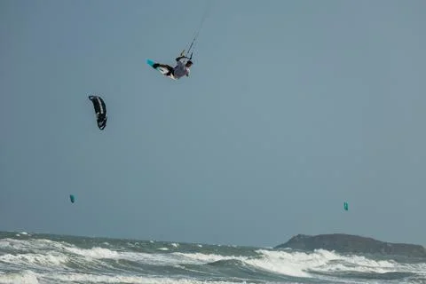 Kiteboarding freestyle Stock Photos